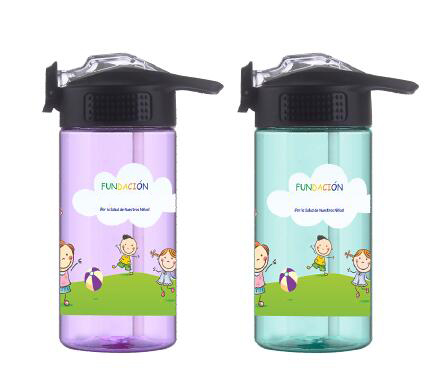 500ml Custom Printing Hot Sell BPA Free Plastic Water Bottle with Straw