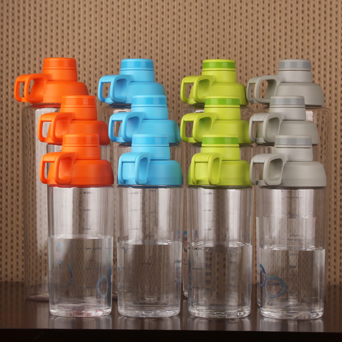 Two Lids Design Transparent Tritan Water Bottle with Colorful Lids