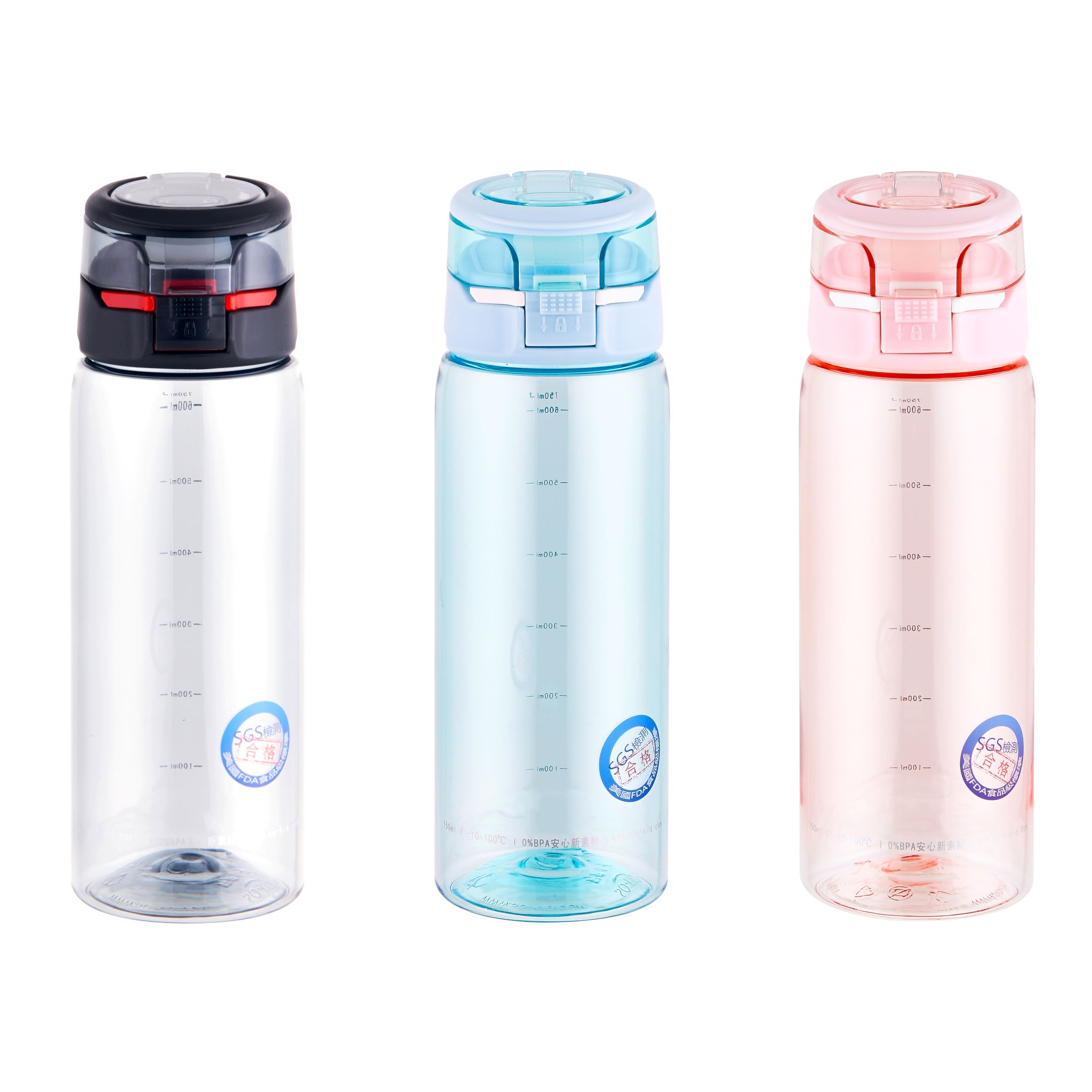 750ml Push Button Custom Imprint Leak-Proof Tritan Water Bottle