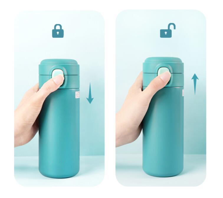 Double Wall 304 Stainless Steel Water Bottle One-Touch-Open Lockable Sublimation Tumbler