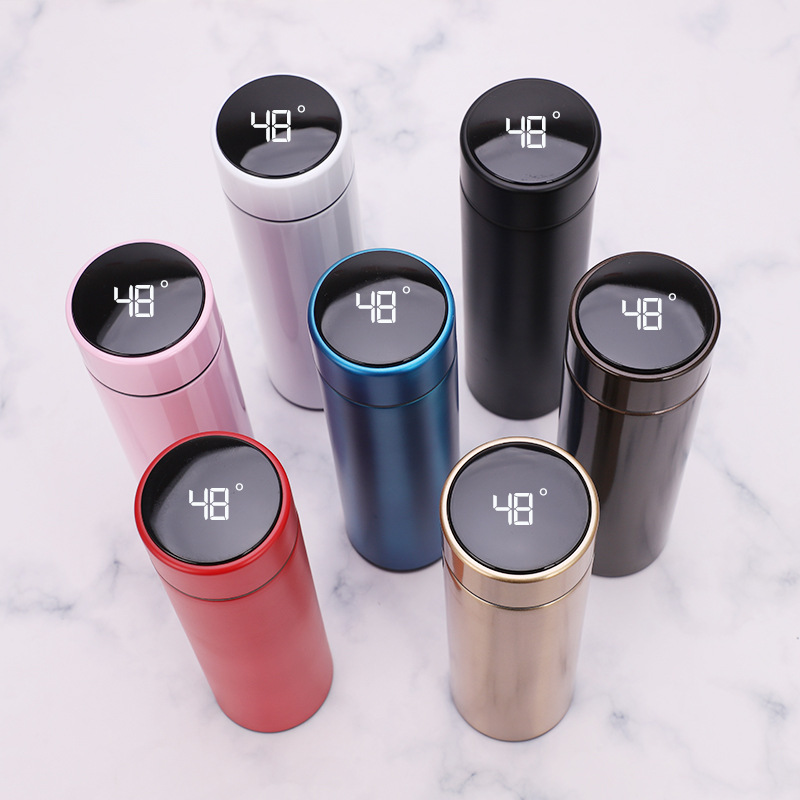 Smart Mug Stainless Steel Water Bottle with LED Temperature Display Double Walled Vacuum Insulated Water Bottle BPA Free Leak Proof Travel Mug for Office