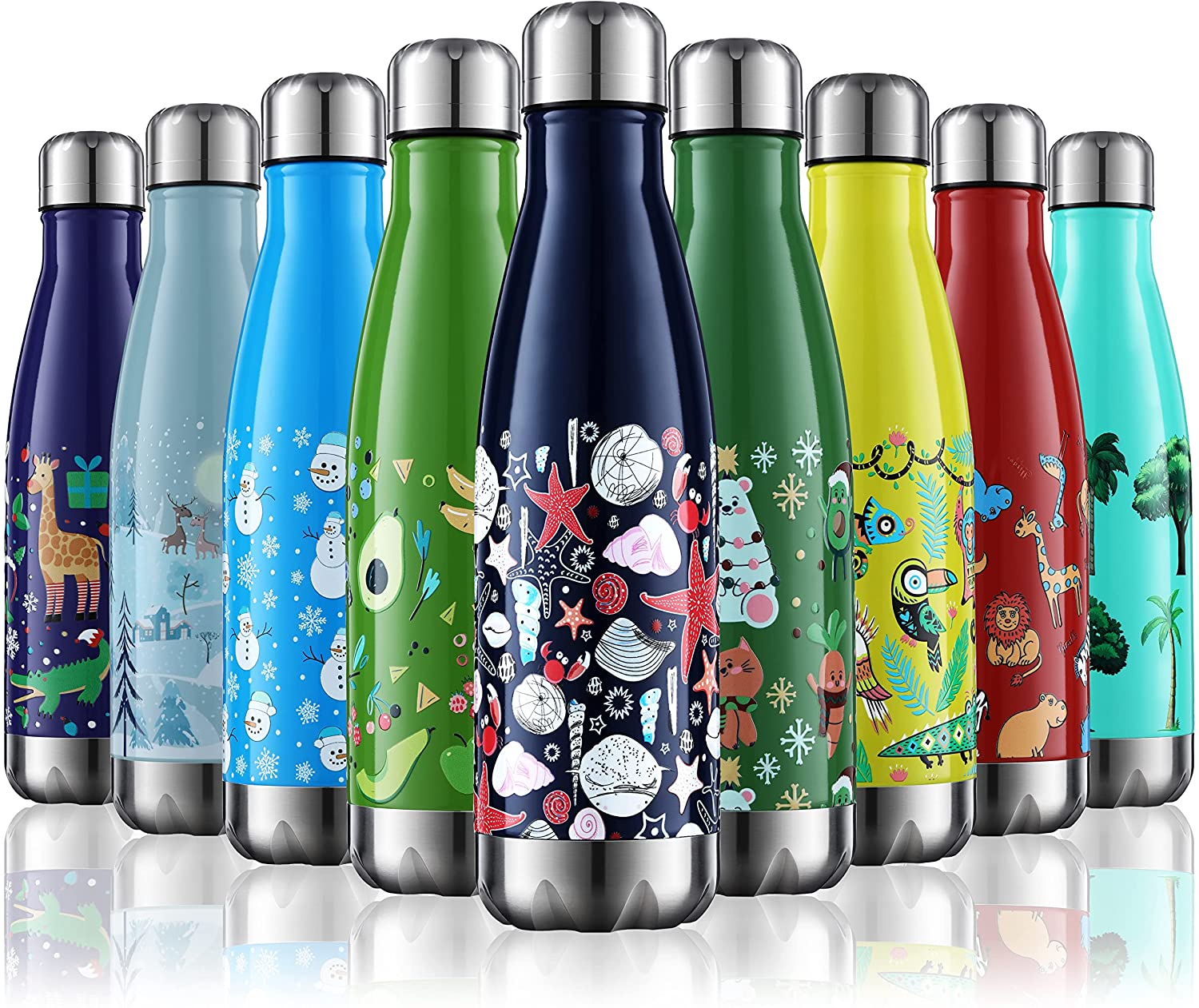 Metal Water Bottle, Cola Shape Vacuum Insulated Bottle, Cold for 24 Hours, Hot For12 Hours, 3D Printing BPA-Free 18/8 Double Wall Stainless Steel Water Bottles